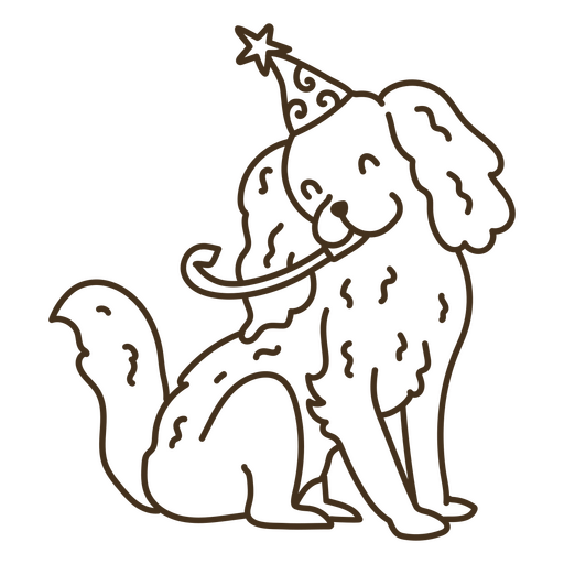 Adorable perro celebrando su cumplea?os con un matraca Diseño PNG