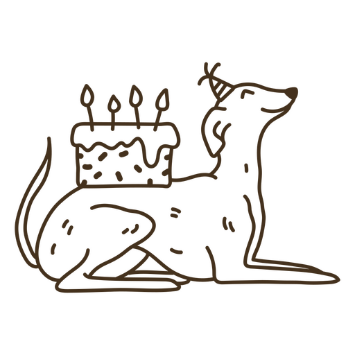 Lindo cachorro comemorando com um bolo de anivers?rio Desenho PNG