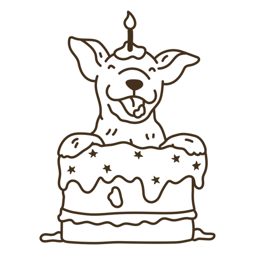 Lovable dog's birthday cake PNG Design