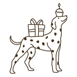 Perro de cumpleaños de trazo dálmata Diseño PNG