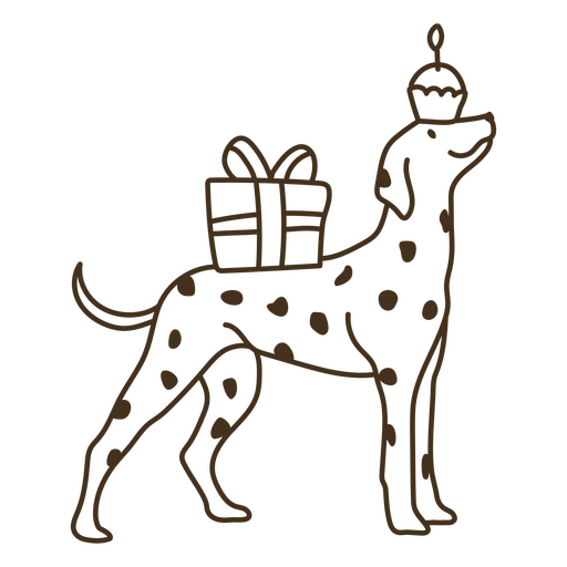 Dalmatian stroke birthday dog PNG Design