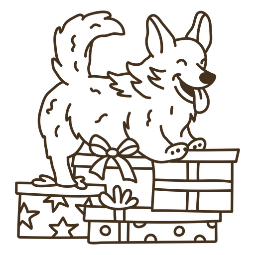 Entzückender Hund, der seinen Geburtstag mit Geschenken feiert PNG-Design