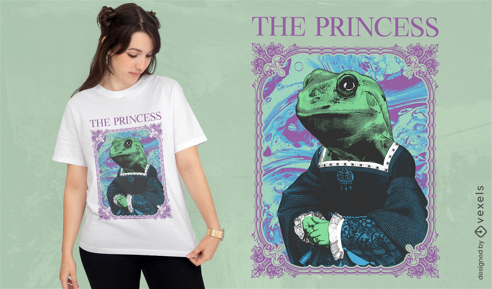 Princesa sapo psd design de camiseta