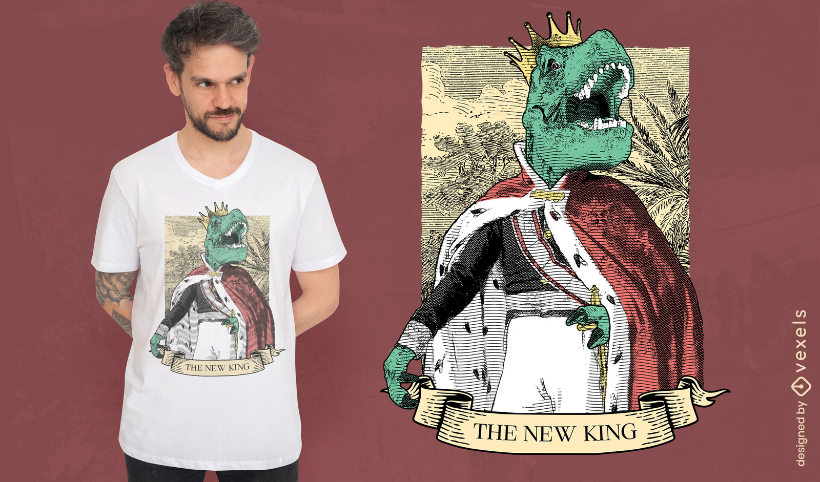 Diseño de camiseta rey t-rex