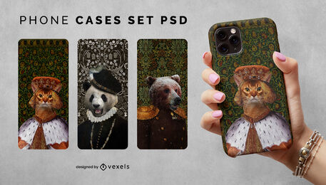 conjunto de capas de telefone de animais reais