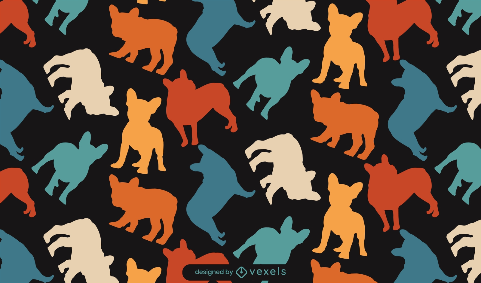 French bulldog silhouette pattern design