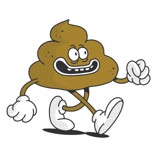 Poop retro cartoon character PNG Design