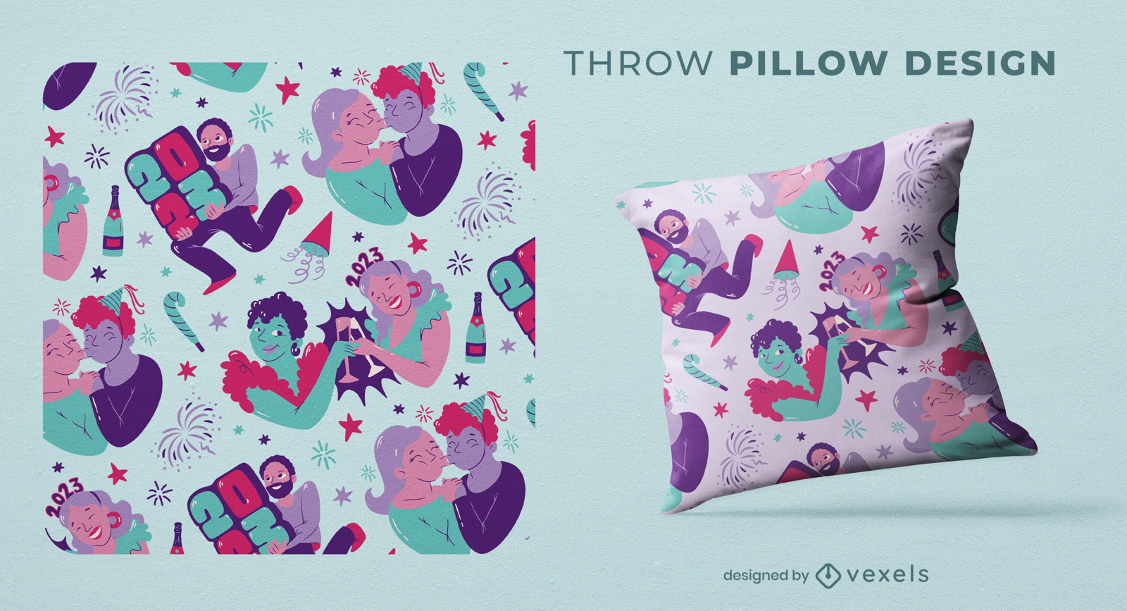 New year holiday party throw pillow design