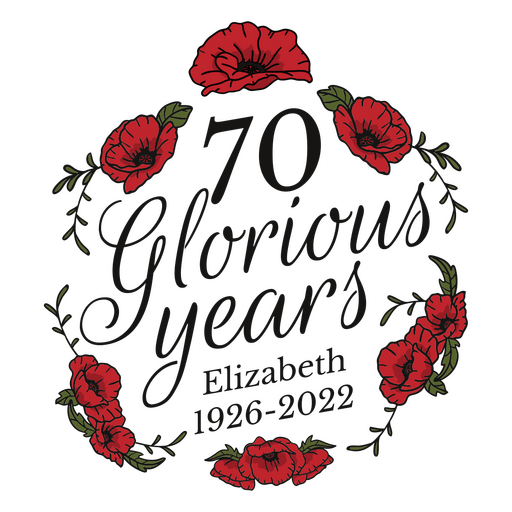Floral wreath to commemorate Queen Elizabeth PNG Design