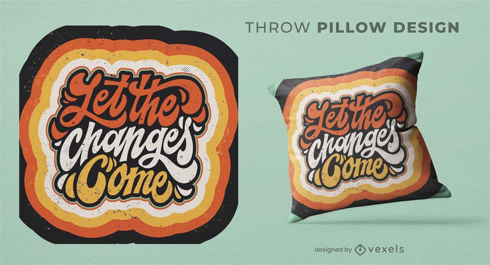 Vintage lettering new year throw pillow design