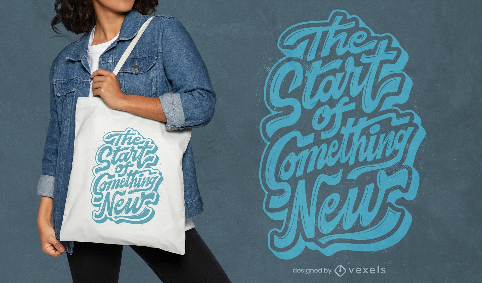 New year holiday lettering tote bag design