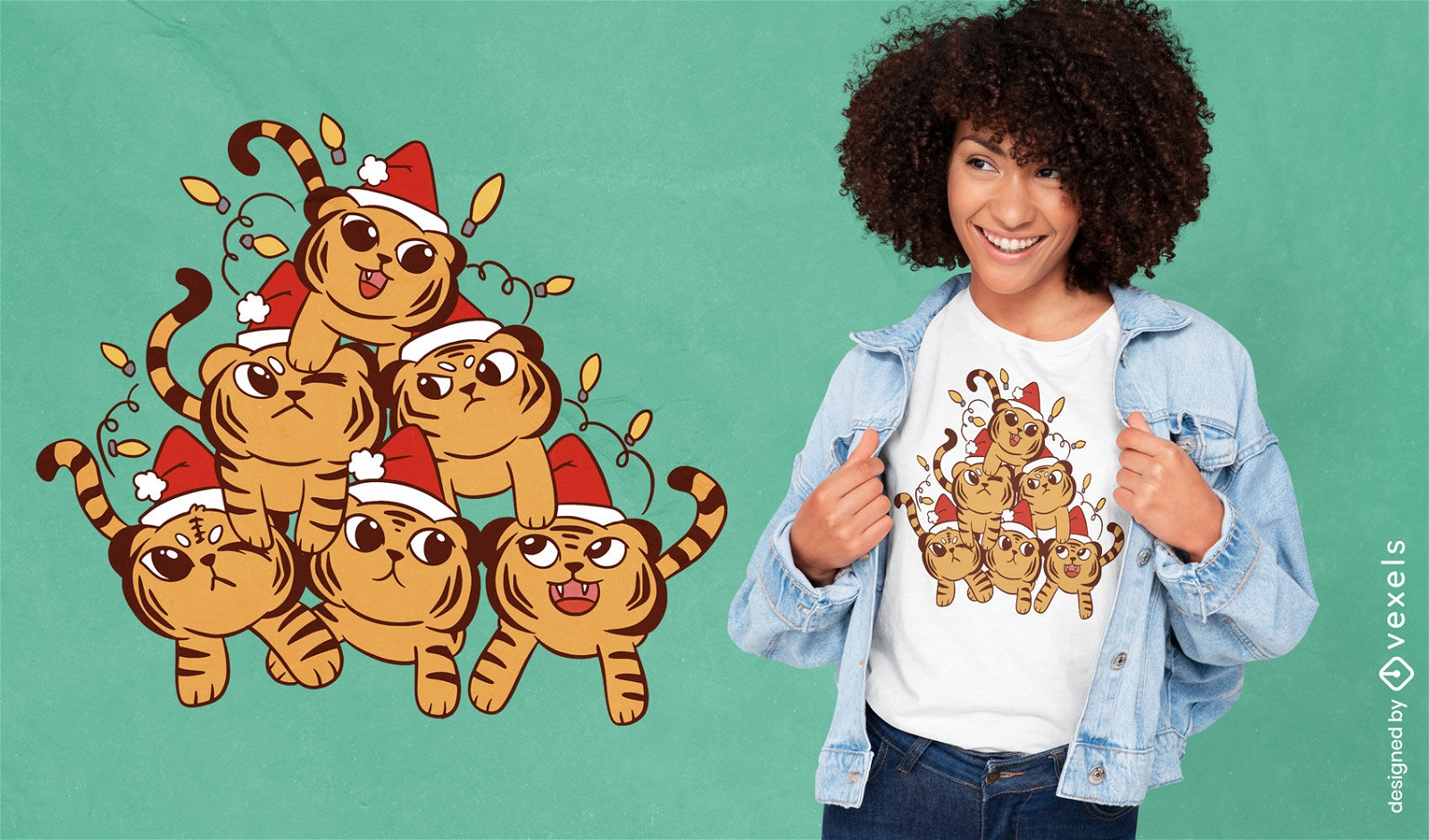 Design de camiseta de tigres de natal