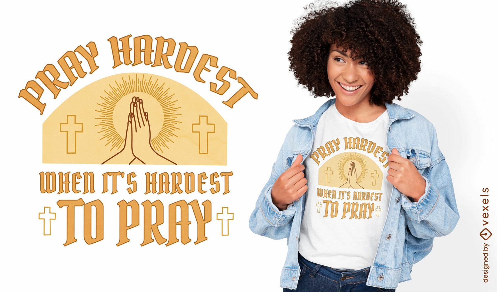 Pray hard design de camiseta