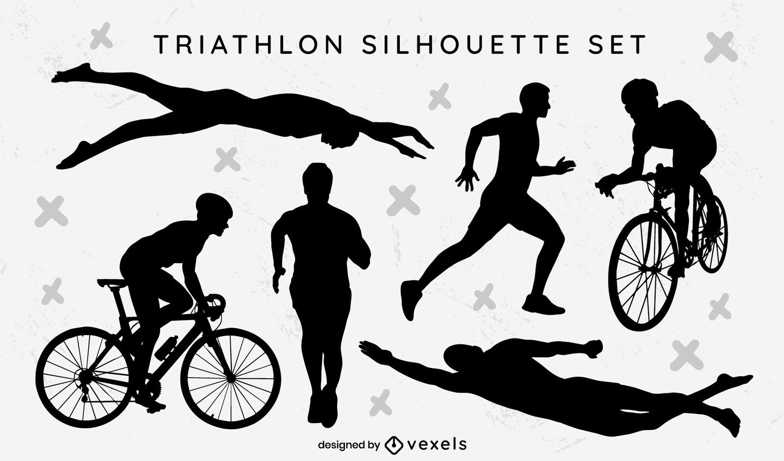 Conjunto de siluetas de triatlón