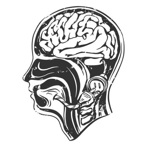 Brain linked with tongue PNG Design