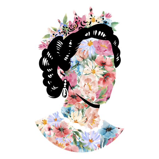 Retrato vibrante da Rainha Elizabeth adornado com flores Desenho PNG