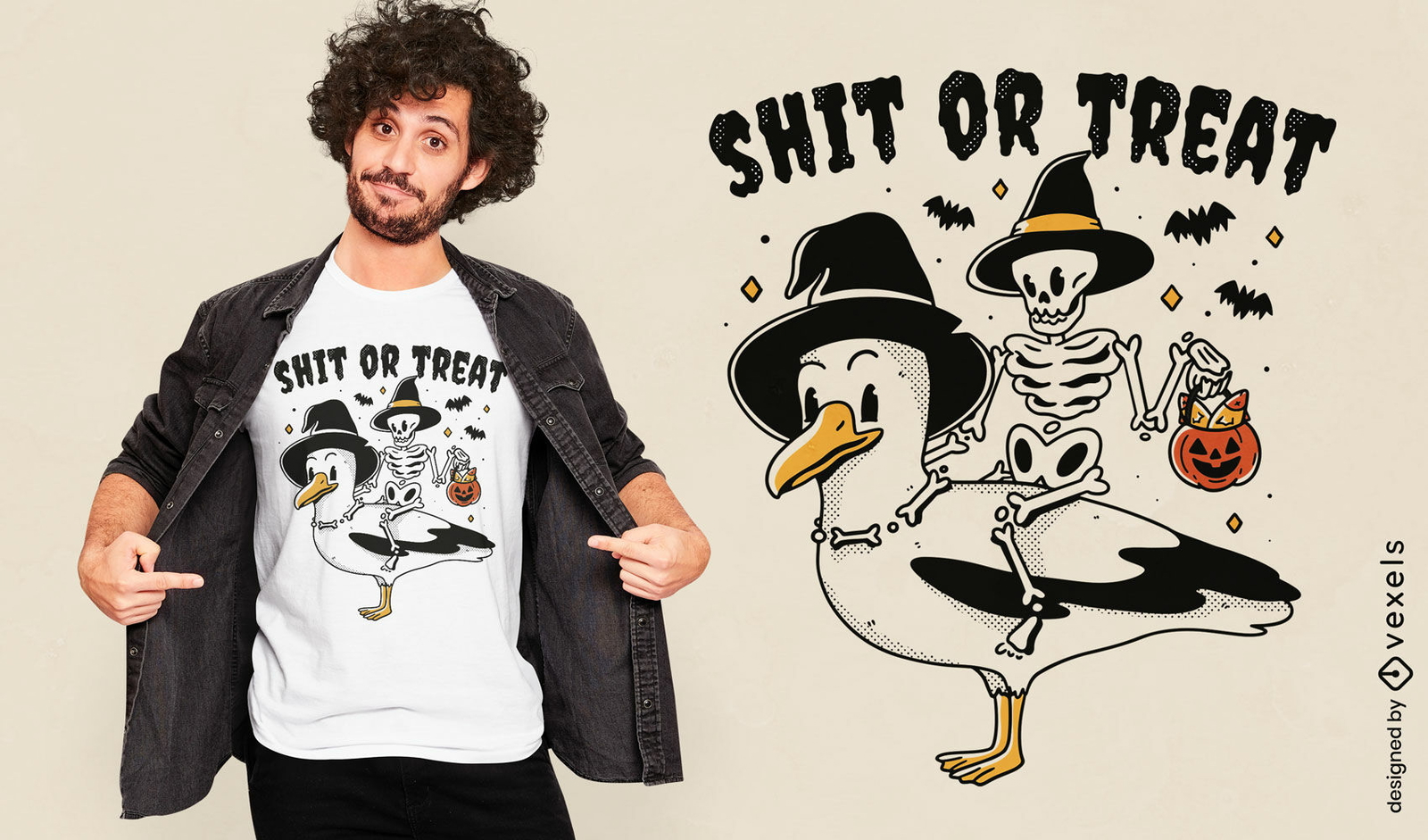 Diseño de camiseta de gaviota de halloween