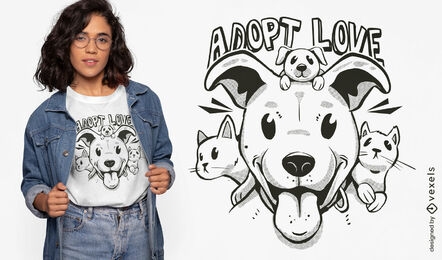 Adoptiere Katzen- und Hunde-T-Shirt-Design