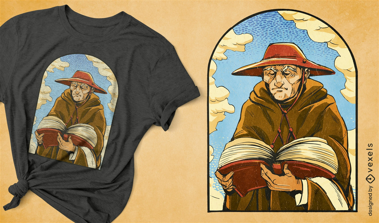 Design de camiseta de retrato de homem religioso