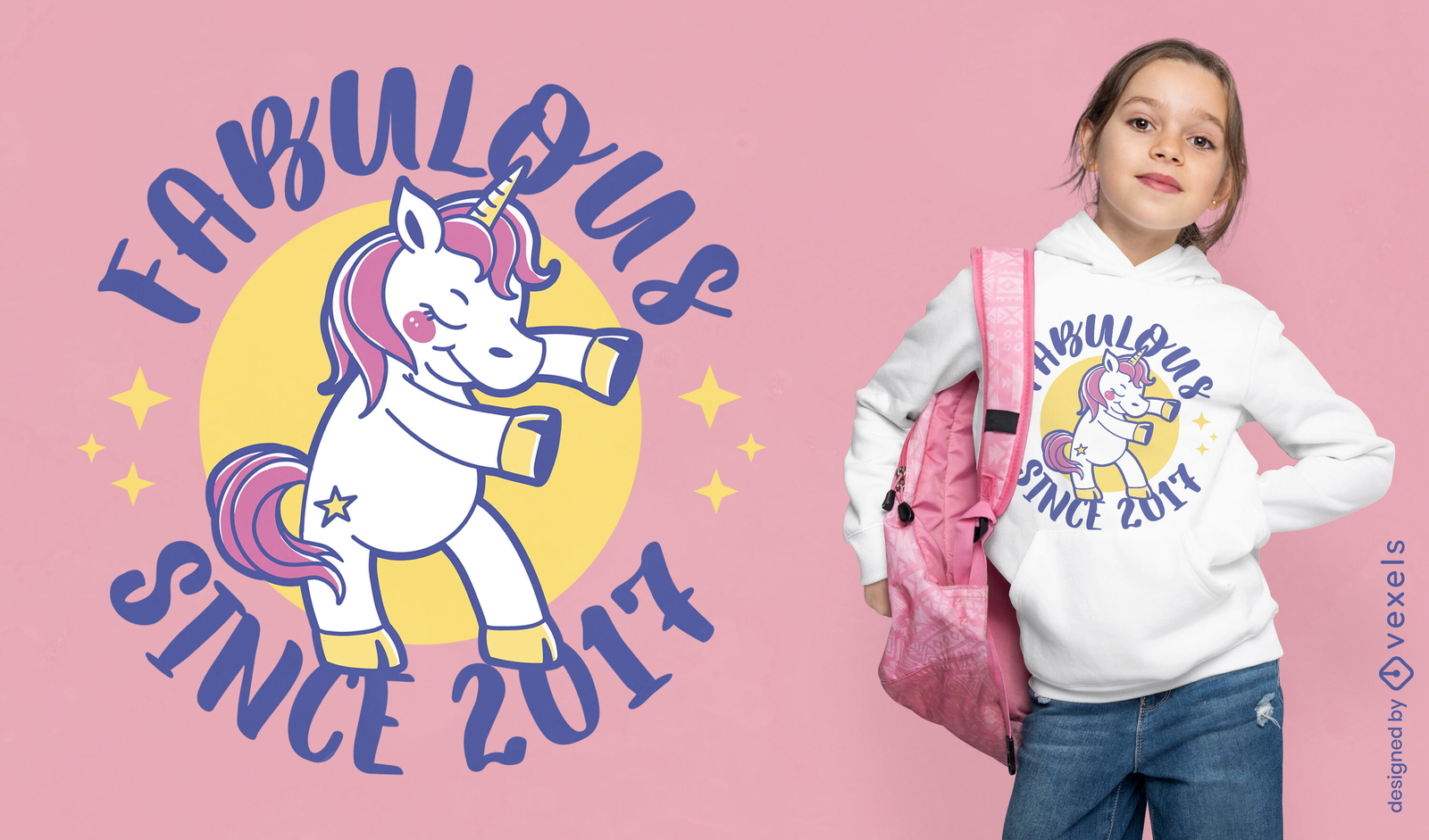 Diseño de camiseta de dibujos animados de baile de unicornio