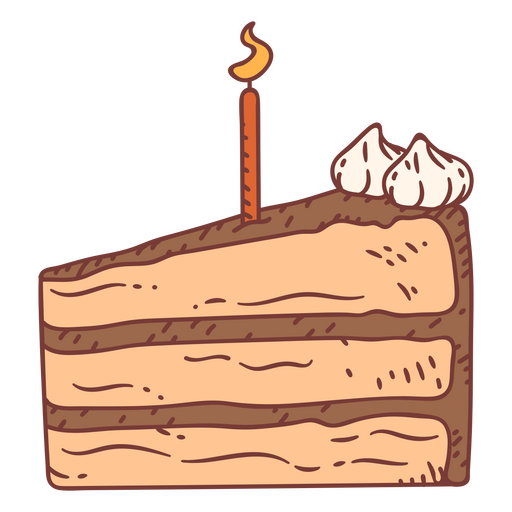 Kuchen mit einer Geburtstagskerze PNG-Design