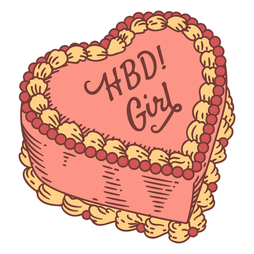 Cake with the dedication HBD girl PNG Design