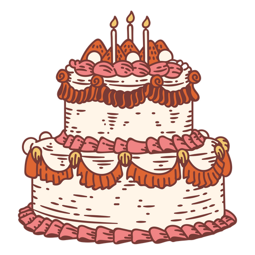 Bolo de aniversário lindamente decorado Desenho PNG