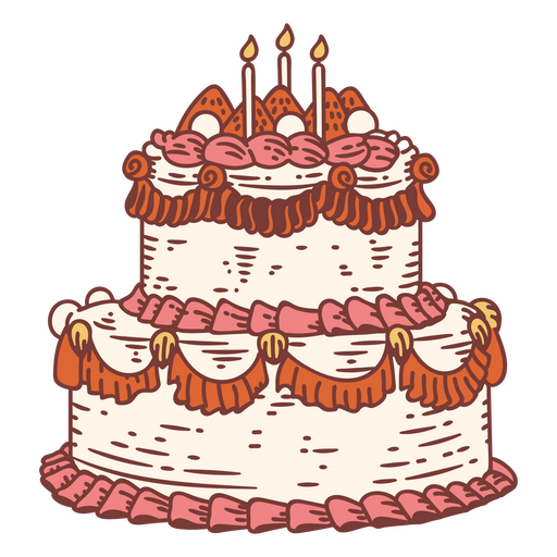 Tarta de cumpleaños bellamente decorada Diseño PNG