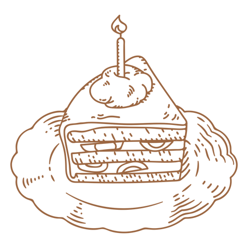 Pedaço de bolo de aniversário vintage Desenho PNG