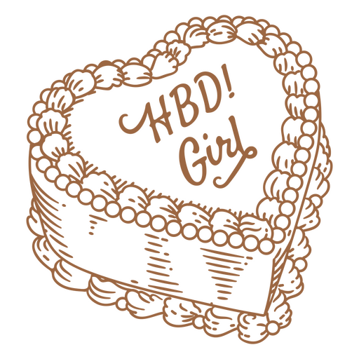 Vintage Torte mit der Widmung HBD Girl PNG-Design