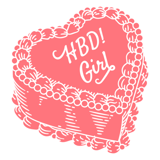 Victorian cake with the dedication HBD girl PNG Design