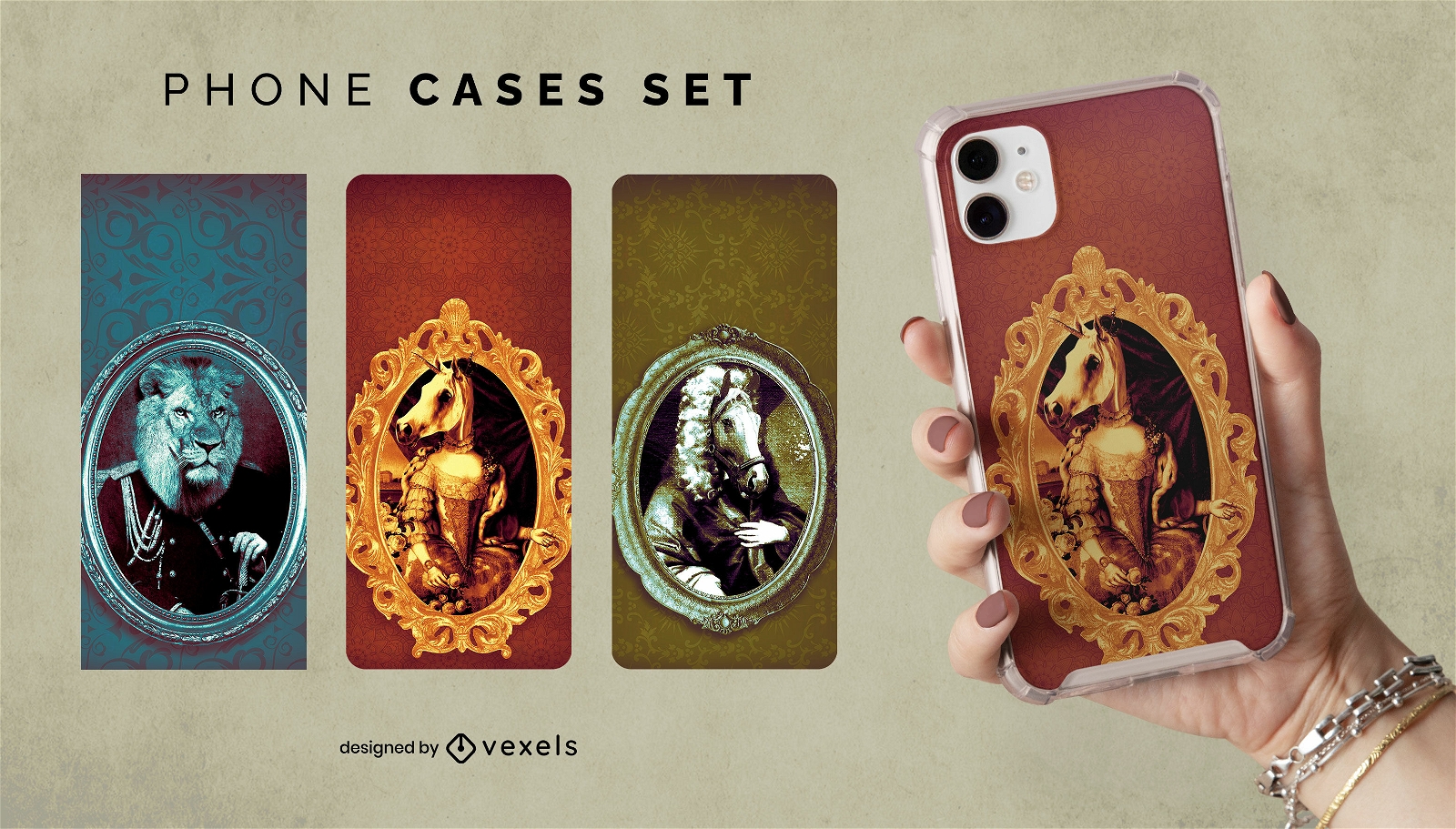 King and queen animal phone case set