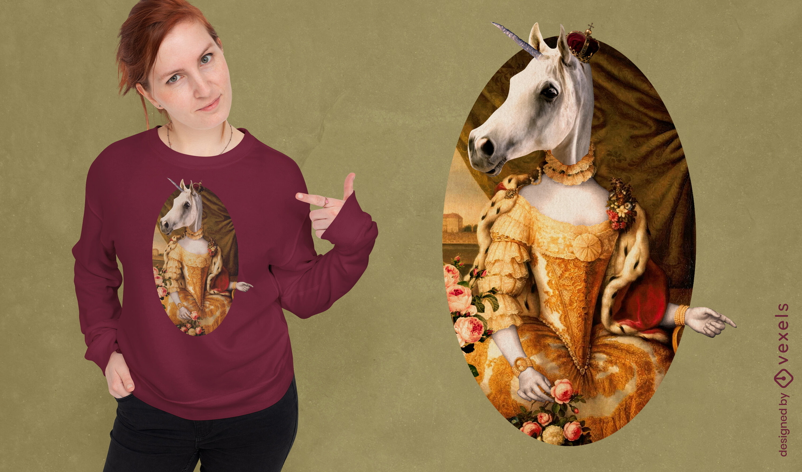 Diseño de camiseta psd de retrato de princesa unicornio