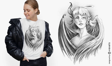Engel und Dämon Mädchen T-Shirt Design