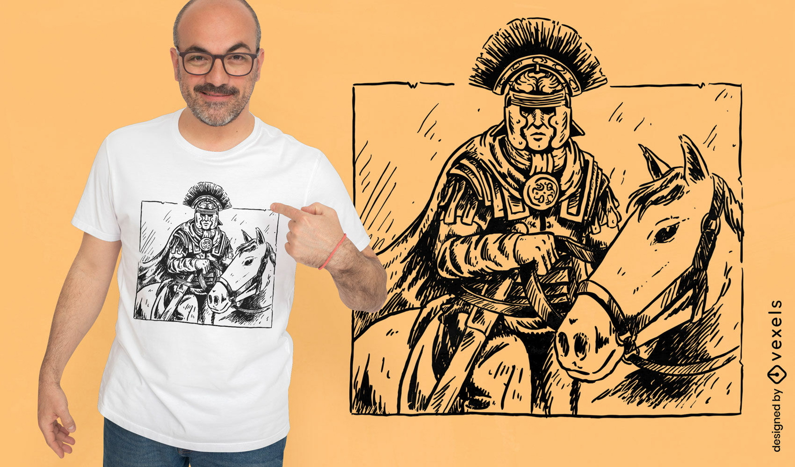 Design de camiseta de soldado romano antigo