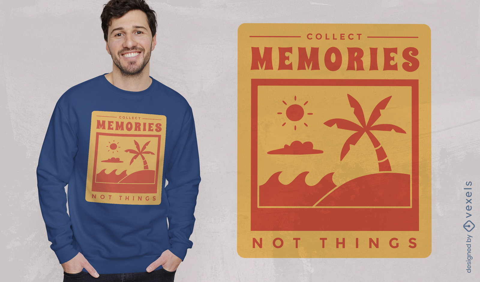 Design de camiseta de cartão postal de praia tropical