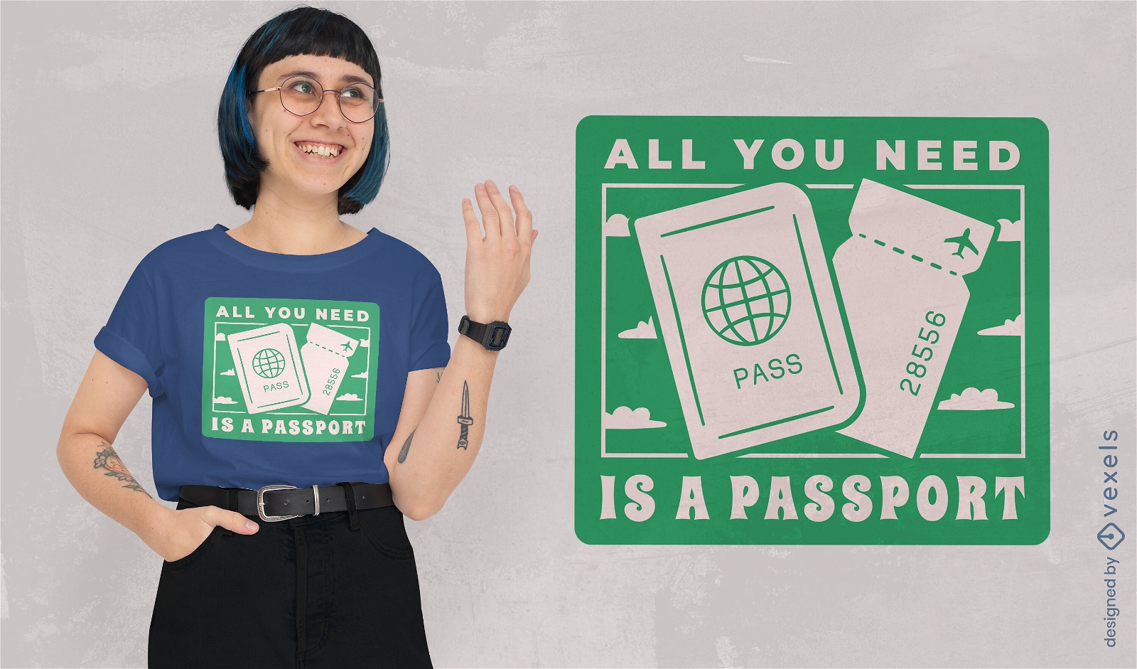 Diseño de camiseta de vida de viaje de pasaportes.