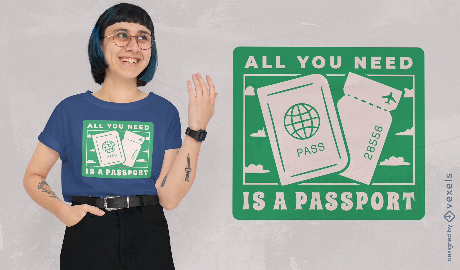 Diseño de camiseta de vida de viaje de pasaportes.