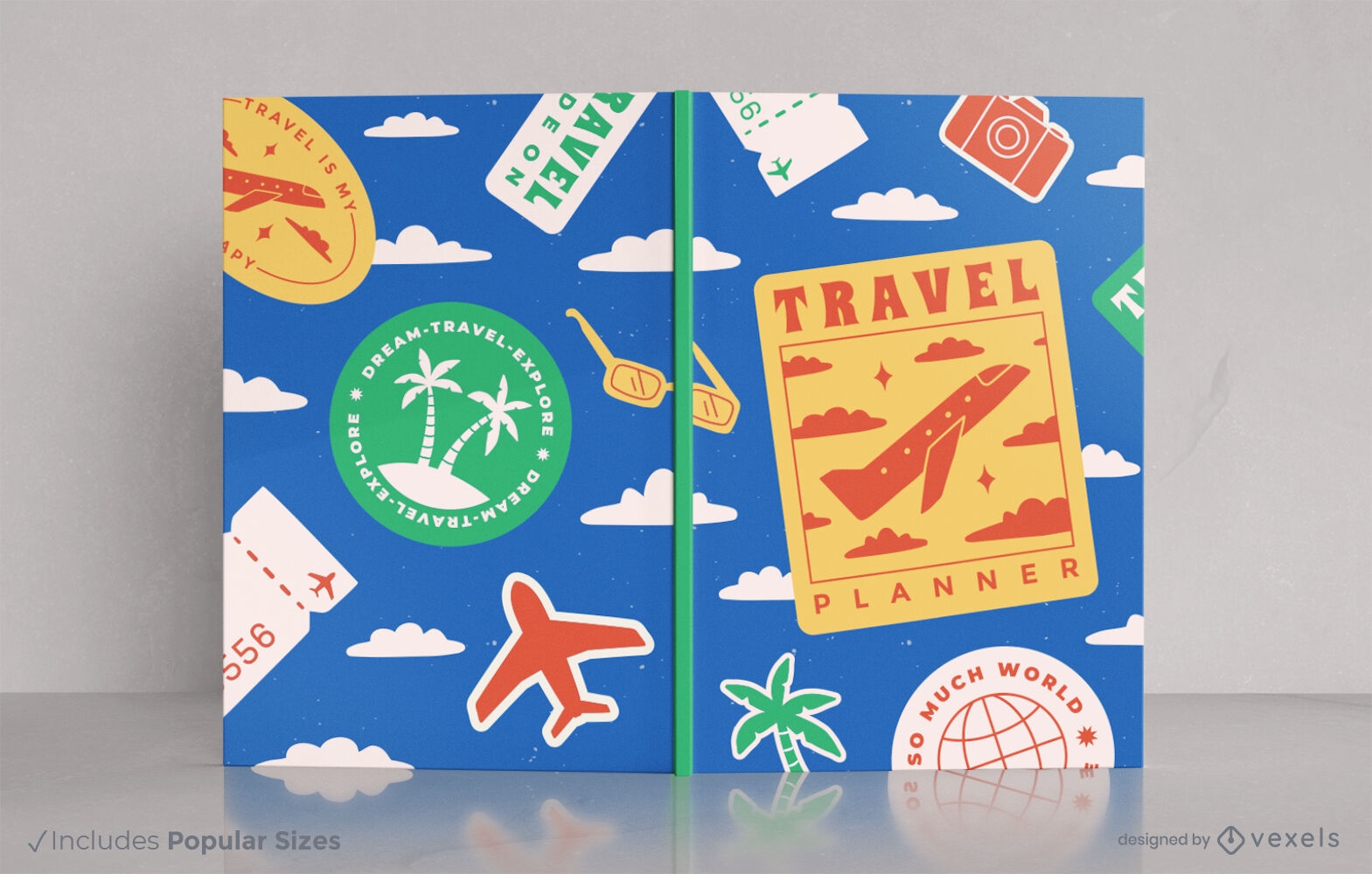 Traveling stickers book cover design