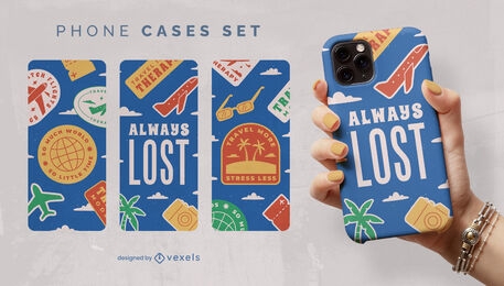 Travel around the world stickers phone case set