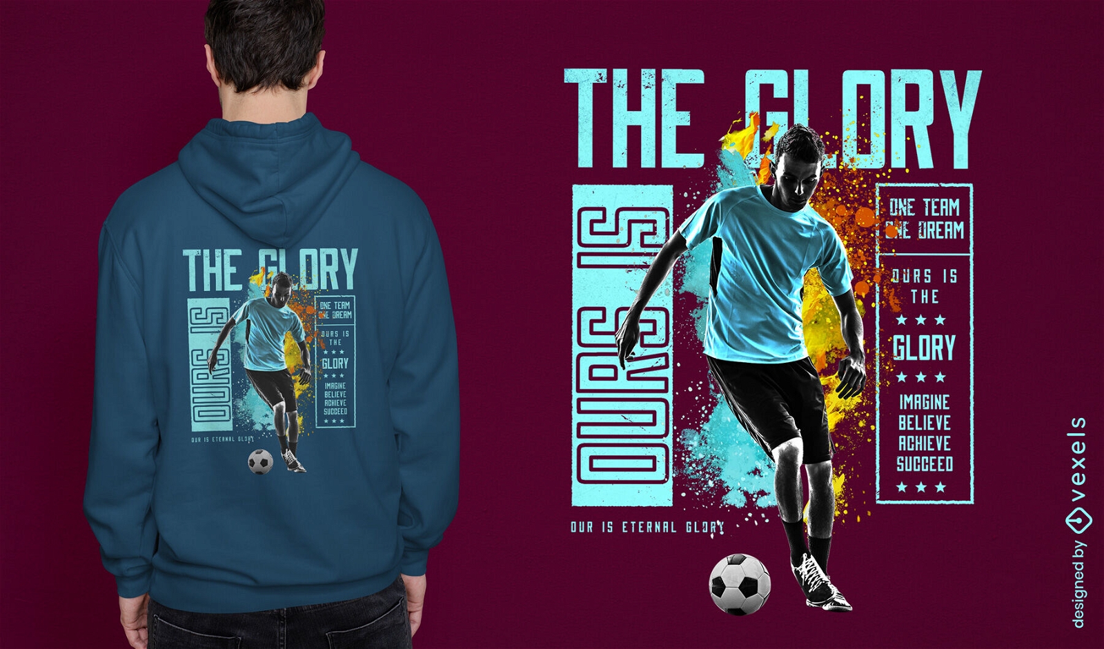 Design de camiseta psd de jogador de futebol