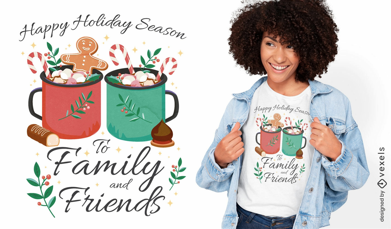 Hot chocolate holiday drinks t-shirt design