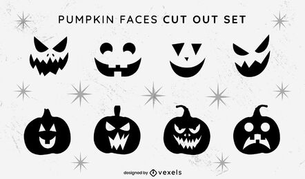 Jack O' Lantern Pumpkin Cut Out Set Vector Download