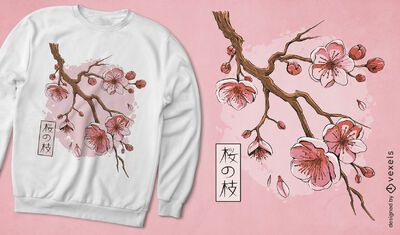Sakura Blossom Tree Japanese T-shirt Design Vector Download