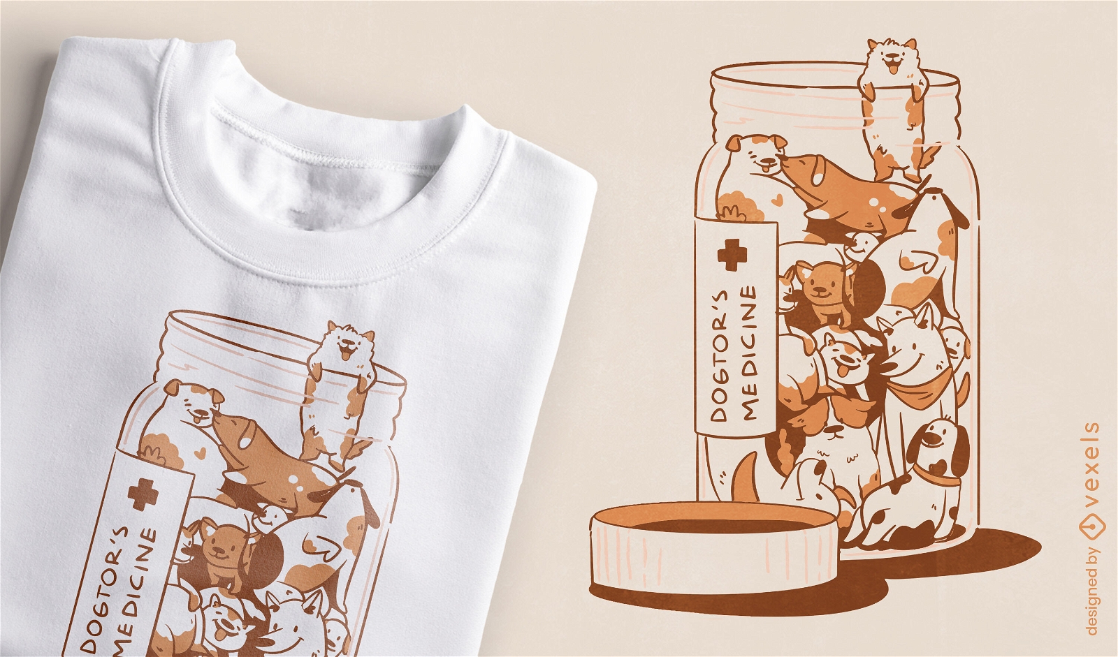 Jar of dog animals cartoon t-shirt design
