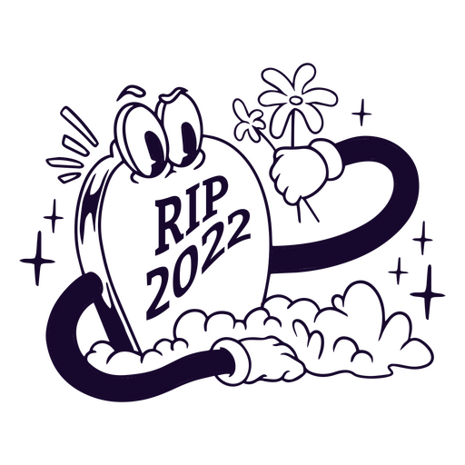 Rip 2022 caricatura retrô cheia de traços Desenho PNG