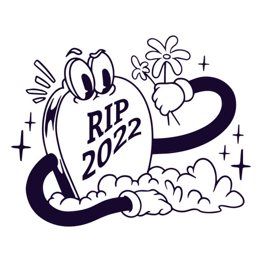Rip 2022 filled stroke retro cartoon PNG Design