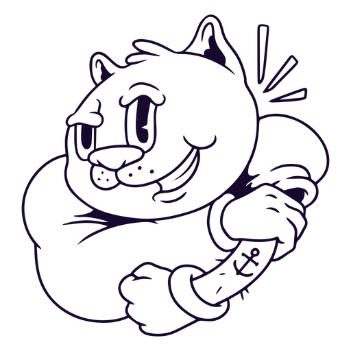 Desenho retrô de golpe cheio de gato forte Desenho PNG