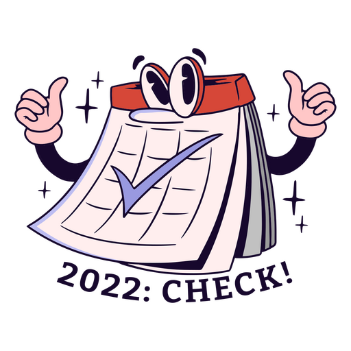 2022 Kalender Retro Cartoon Neujahr PNG-Design
