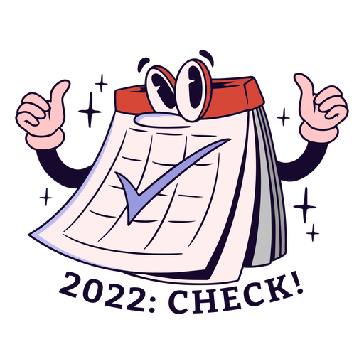 ano novo dos desenhos animados retrô do calendário 2022 Desenho PNG